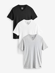 adidas Multi V-Neck 100% Cotton T-Shirts 3 Pack - Image 1 of 7