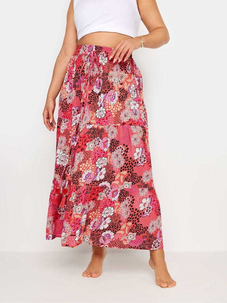Yours Curve Floral Print Tiered Beach Skirt - Imagen 1 de 5 Yours Curve Floral Print Tiered Beach Skirt - Imagen 1 de 5