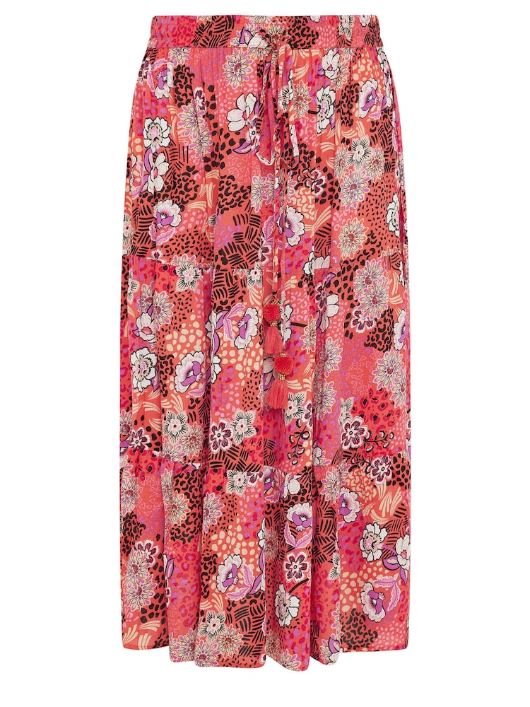 Yours Curve Floral Print Tiered Beach Skirt - Imagen 5 de 5 Yours Curve Floral Print Tiered Beach Skirt - Imagen 5 de 5