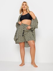 Yours Curve Black Geometric Print Tassel Shorts - Image 2 of 5