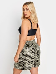 Yours Curve Black Geometric Print Tassel Shorts - Image 3 of 5