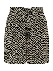 Yours Curve Black Geometric Print Tassel Shorts - Image 5 of 5