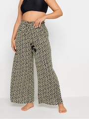 Yours Curve Black Geometric Print Tassel Trousers - Image 1 of 5