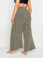 Yours Curve Black Geometric Print Tassel Trousers - Image 3 of 5