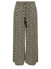 Yours Curve Black Geometric Print Tassel Trousers - Image 5 of 5