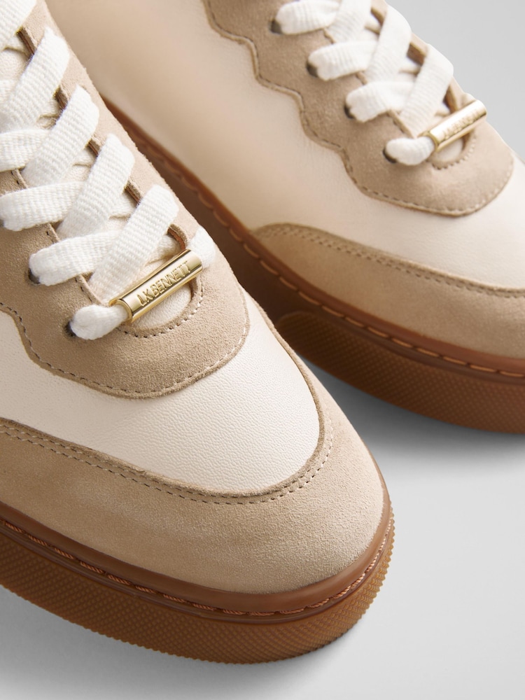 LK Bennett Natural Runner Leather And Suede Trainers - Image 3 of 3