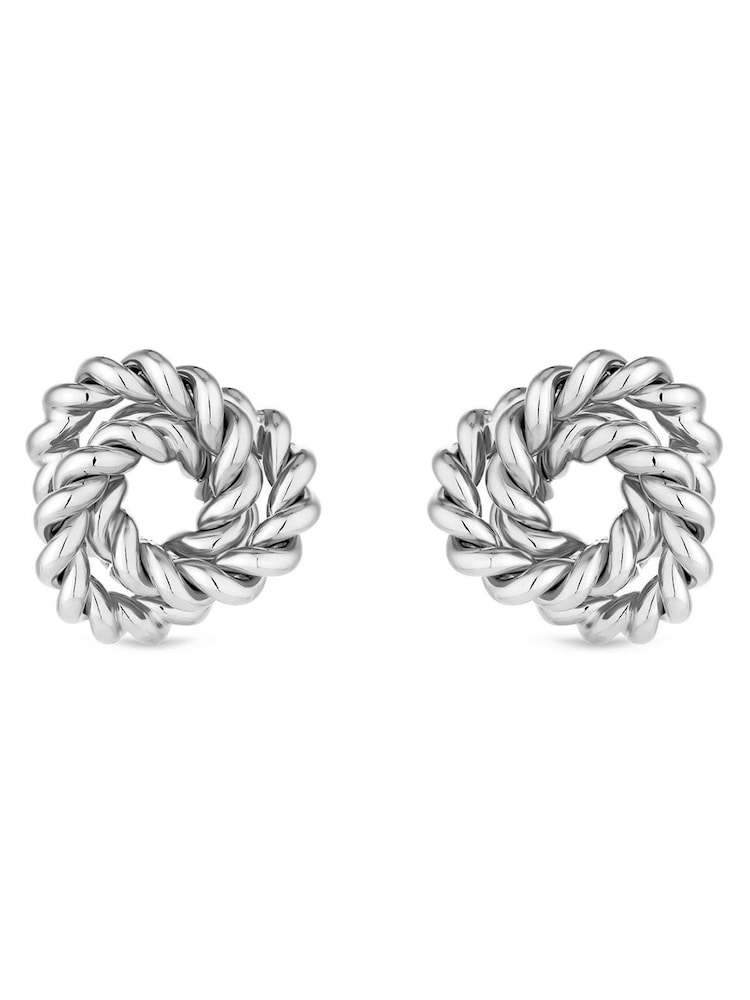 Jon Richard Silver Tone Vintage Inspired Textured Knot Earrings - Image 1 of 1