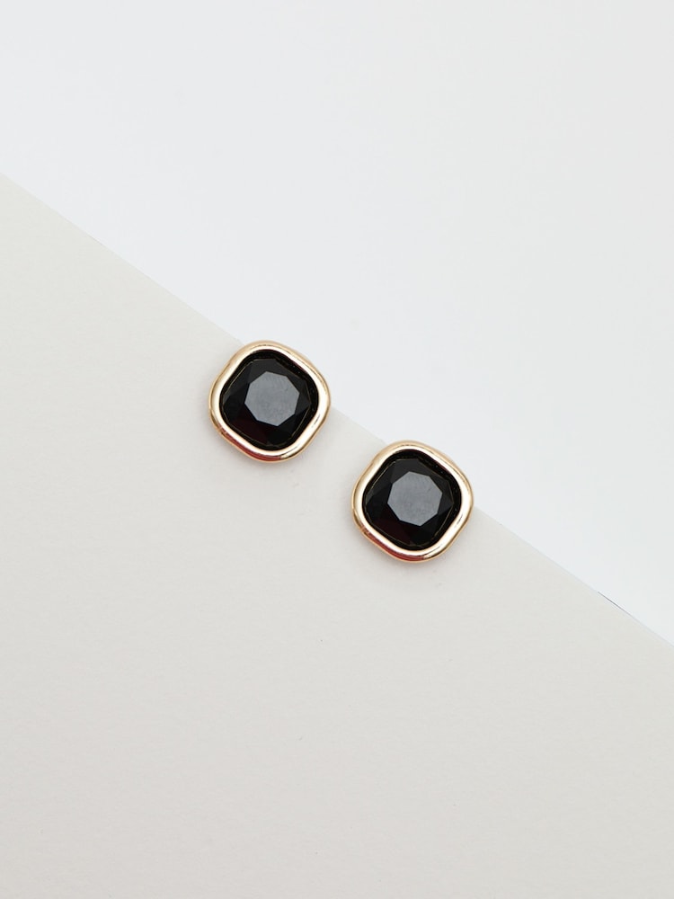 Jon Richard Gold Tone Jet Stone Clip Earrings - Image 2 of 3