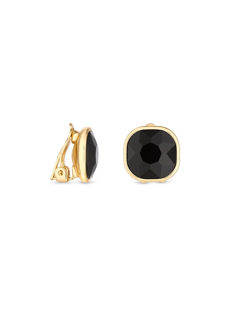 Jon Richard Gold Tone Jet Stone Clip Earrings - Image 3 of 3