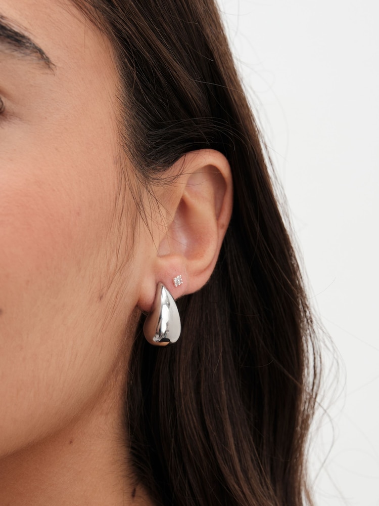 Jon Richard Silver Tone Dome Earrings - Image 2 of 3