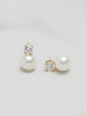 Jon Richard Gold Tone Crystal and Pearl Earrings - Image 1 of 3