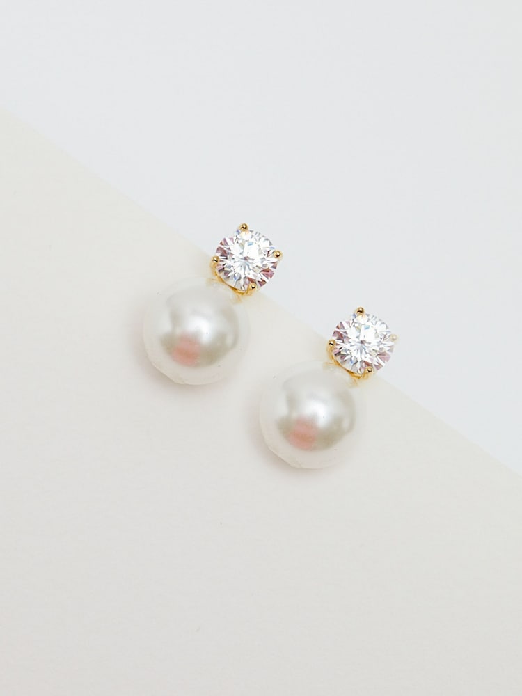 Jon Richard Gold Tone Crystal and Pearl Earrings - Image 2 of 3