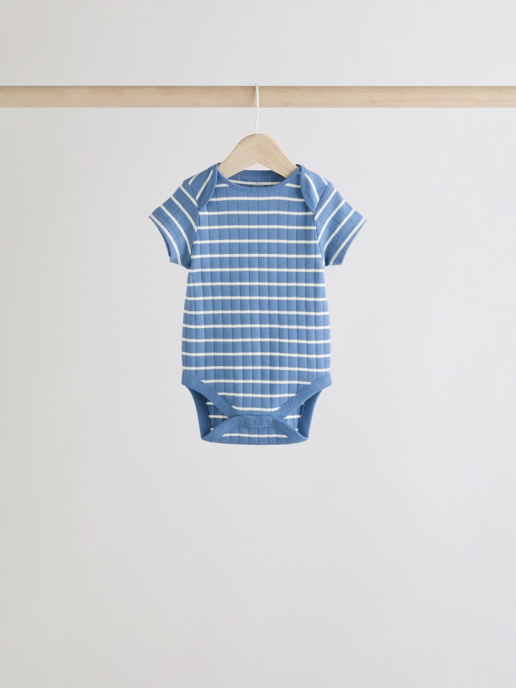 Blue 5 Pack Baby Short Sleeve Bodysuits - Image 7 of 11