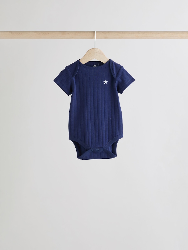 Blue 5 Pack Baby Short Sleeve Bodysuits - Image 8 of 11