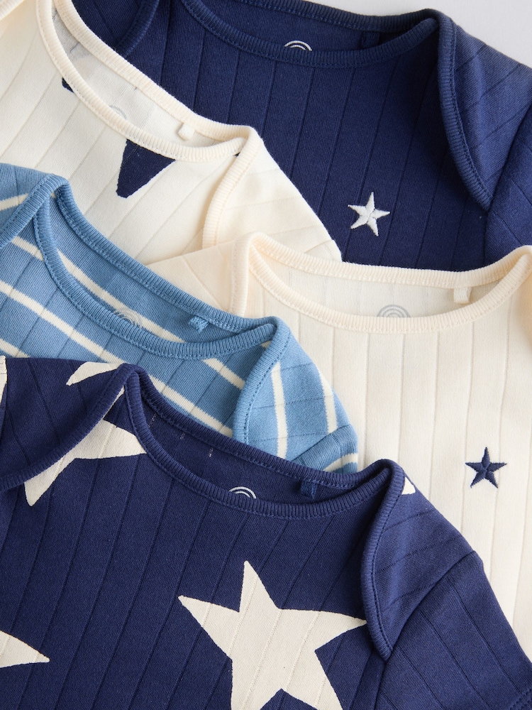 Blue 5 Pack Baby Short Sleeve Bodysuits - Image 9 of 11