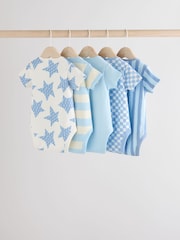 Blue Short Sleeve Baby Bodysuits 5 Pack - Image 2 of 12