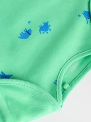 Blue/Green/Red Dinosaur Print Short Sleeve Baby Bodysuits 5 Pack - Image 11 of 13