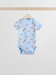 Blue/Green/Red Dinosaur Print Short Sleeve Baby Bodysuits 5 Pack - Image 5 of 13