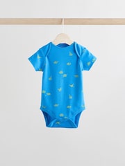 Blue/Green/Red Dinosaur Print Short Sleeve Baby Bodysuits 5 Pack - Image 6 of 13