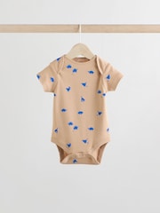 Blue/Green/Red Dinosaur Print Short Sleeve Baby Bodysuits 5 Pack - Image 7 of 13