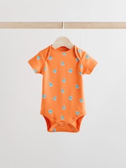 Blue/Green/Red Dinosaur Print Short Sleeve Baby Bodysuits 5 Pack - Image 8 of 13
