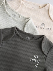 Monochrome Baby Long Sleeve Bodysuits 3 Pack - Image 9 of 11