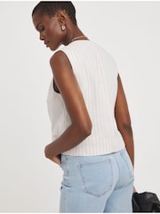 JD Williams White Pinstripe Linen Waistcoat - Image 2 of 4