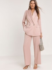 JD Williams Pink Satin Wide Leg Trousers - Image 1 of 4