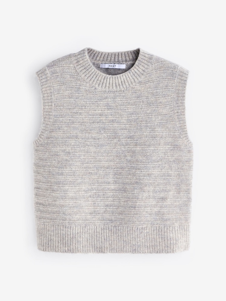 Buy Grey Sleeveless Crew Neck Knitted Jumper Tank Vest Top with