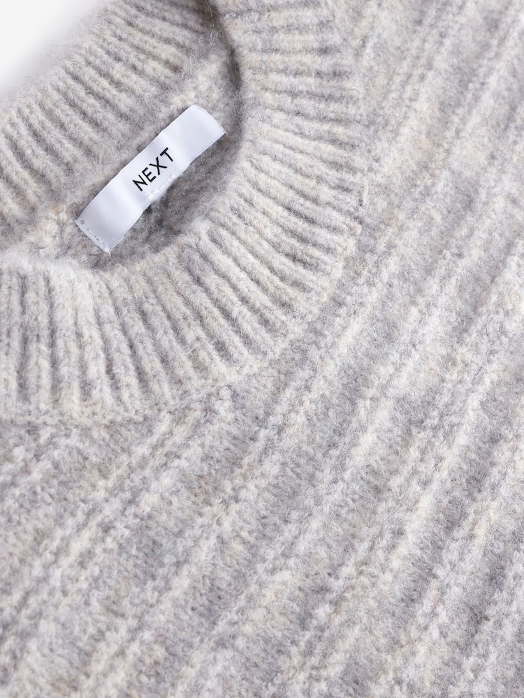 Grau - Sleeveless Crew Neck Knitted Jumper Tank Vest Top with Wool - Bild 6 von 6 Grau - Sleeveless Crew Neck Knitted Jumper Tank Vest Top with Wool - Bild 6 von 6