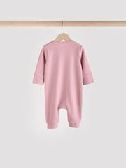Pink/Purple 100% Cotton Two Way Zip Baby Sleepsuit 3 Pack (0mths-3yrs) - Image 4 of 12
