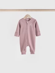 Pink/Purple 100% Cotton Two Way Zip Baby Sleepsuit 3 Pack (0mths-3yrs) - Image 6 of 12