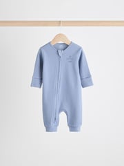 Blue Slogan Baby Zip Sleepsuits 3 Pack (0mths-2yrs) - Image 3 of 10