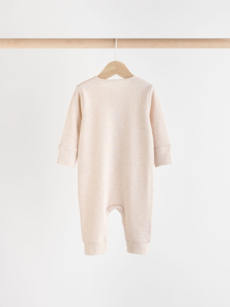 Neutral Slogan Baby Footless 2 Way Zip 100% Cotton Sleepsuits 3 Pack (0mths-3yrs) - Image 4 of 12