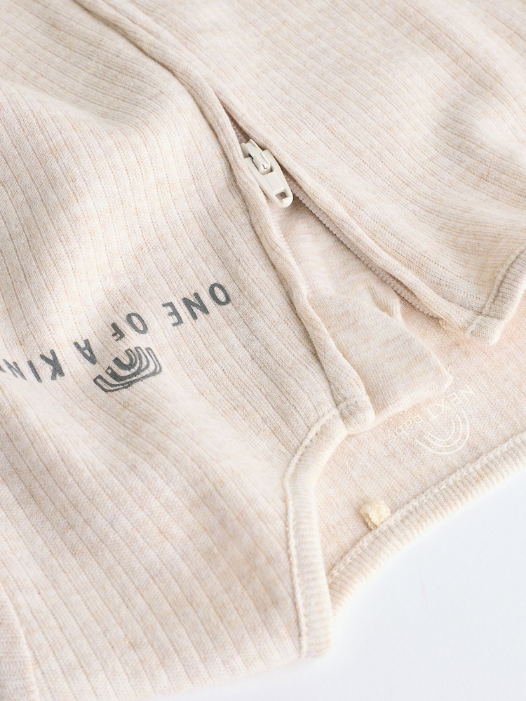 Neutral Slogan Baby Footless 2 Way Zip 100% Cotton Sleepsuits 3 Pack (0mths-3yrs) - Image 9 of 12