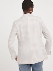 JD Williams White Pinstripe Linen Single Breasted Blazer - Image 2 of 4