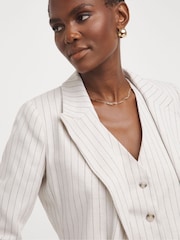 JD Williams White Pinstripe Linen Single Breasted Blazer - Image 4 of 4