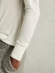 Reiss Cream Evelyn Lyocell-Wool Marled V-Neck Top - Image 6 of 7