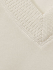 Reiss Cream Evelyn Lyocell-Wool Marled V-Neck Top - Image 7 of 7