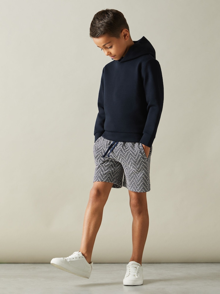 Reiss Navy Ellis 3-9 yrs Zig-Zag Drawstring Waist Shorts - Image 1 of 4