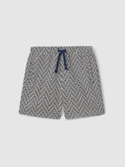 Reiss Navy Ellis 3-9 yrs Zig-Zag Drawstring Waist Shorts - Image 2 of 4