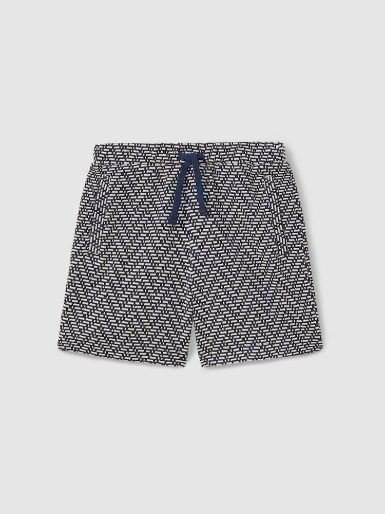 Reiss Navy Ellis 3-9 yrs Zig-Zag Drawstring Waist Shorts - Image 2 of 4