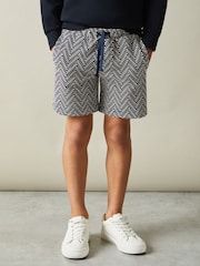 Reiss Navy Ellis 3-9 yrs Zig-Zag Drawstring Waist Shorts - Image 3 of 4
