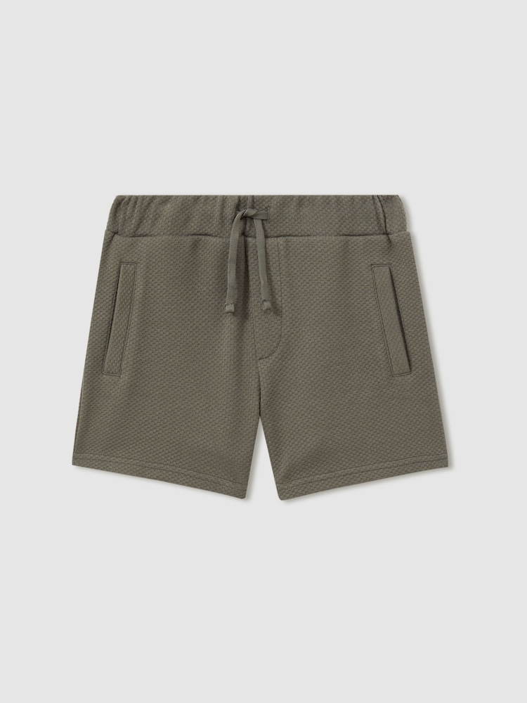 Reiss Green Smoke Robin 9-13 yrs Textured Drawstring Shorts - Image 2 of 4