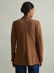 Reiss Dark Camel Jessie Petite Ponte Button-Through Overshirt - Image 5 of 7