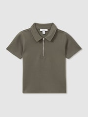Zelena dim - Reiss Creed Teksturirana polo majica s pol zadrgo majice - Slika 2 iz 4
