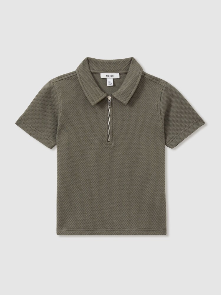 Zelena dim - Reiss Creed Teksturirana polo majica s pol zadrgo majice - Slika 2 iz 4
