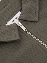 Zelena dim - Reiss Creed Teksturirana polo majica s pol zadrgo majice - Slika 4 iz 4