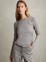 Reiss Grey Charlie Layered Long-Sleeve Top - Image 1 of 5