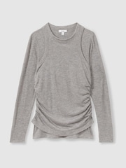 Reiss Grey Charlie Layered Long-Sleeve Top - Image 2 of 5